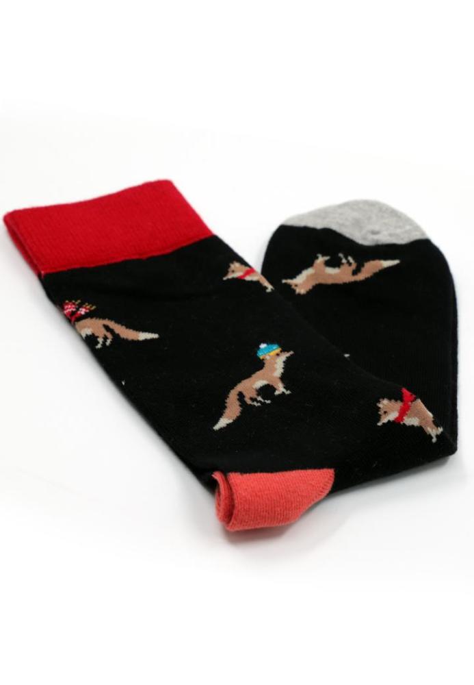 Șosete Bărbătești Organice Fără Cusătură negre cu animati colorate , Engros